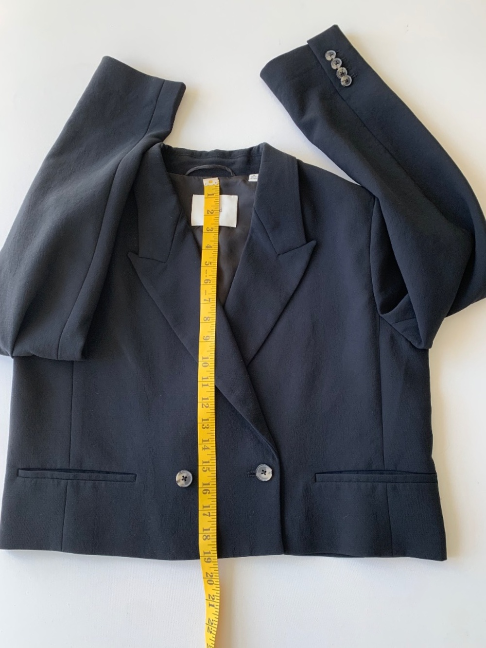 Aritzia Wilfred Cropped Navy Blazer Jacket Size 10 - Picture 5 of 8